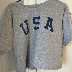 $$USA grey cropped tee